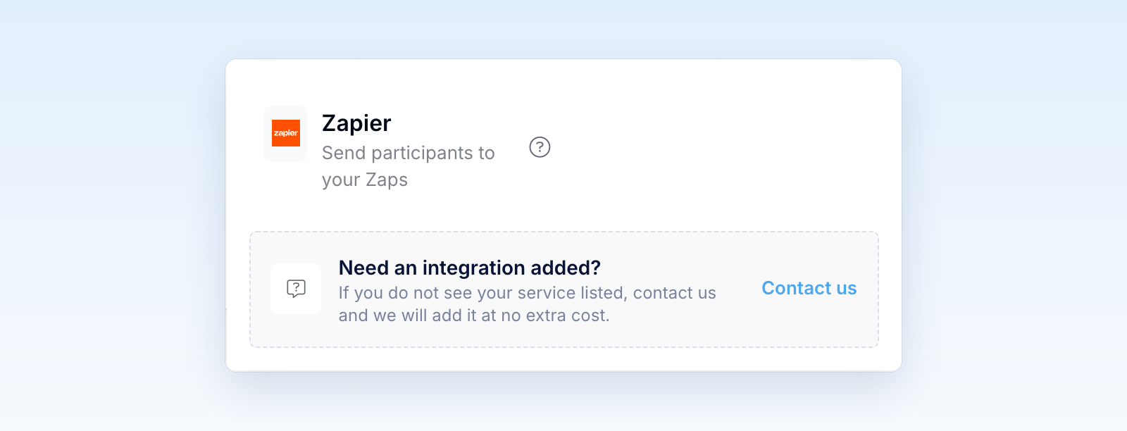 Integration list with Zapier