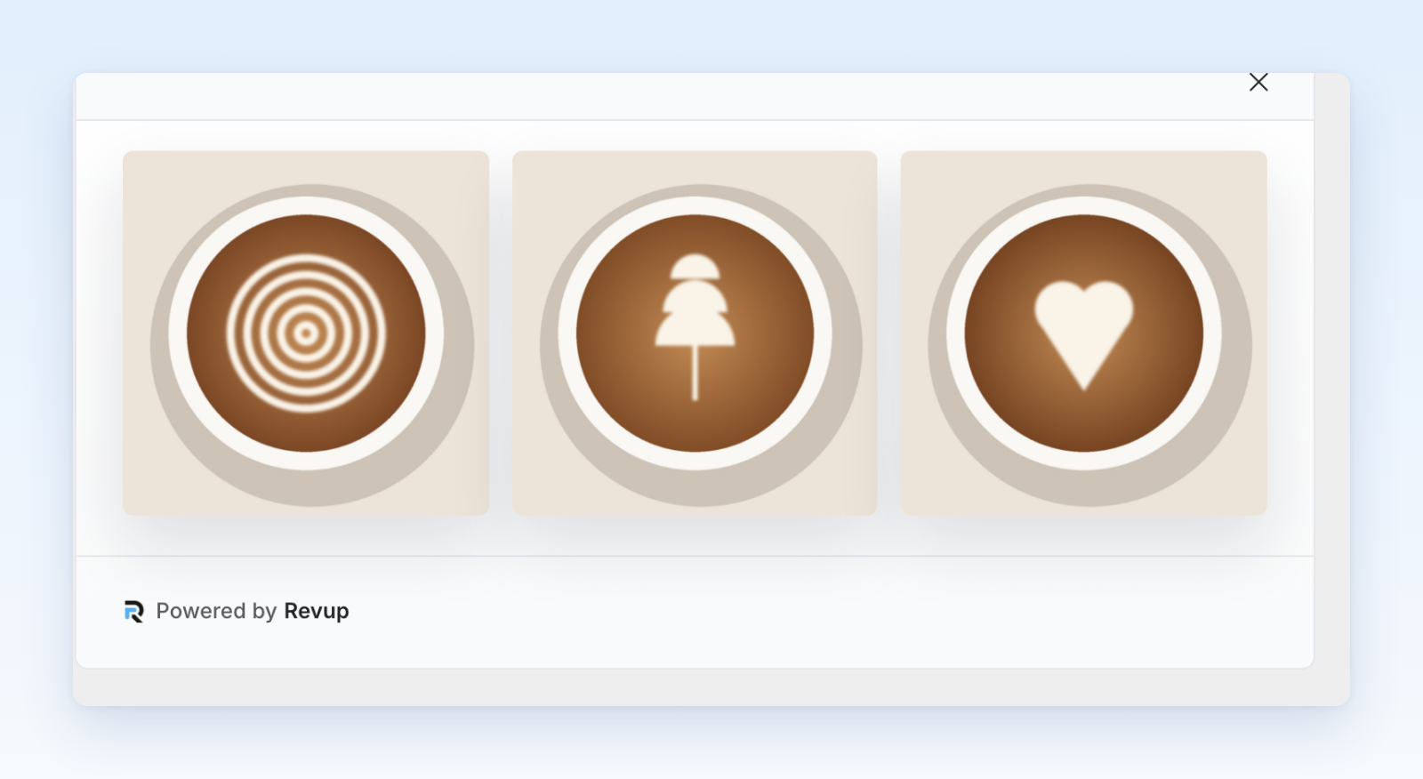 Public contest gallery showing three approved latte art submissions